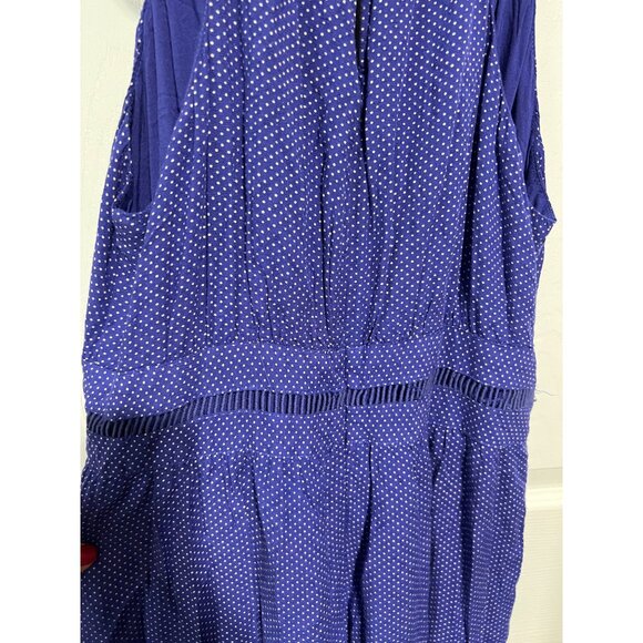Maeve By Anthropologie Blue Polka Dot Jumpsuit With Ruffle Collar & Sleeveless - Picture 5 of 11